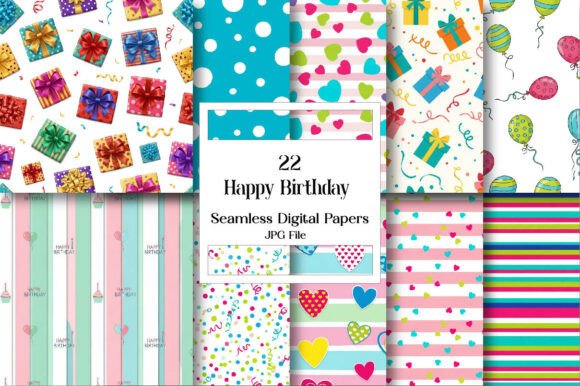 Download Happy Birthday Digital Paper Set - Birthday Collection