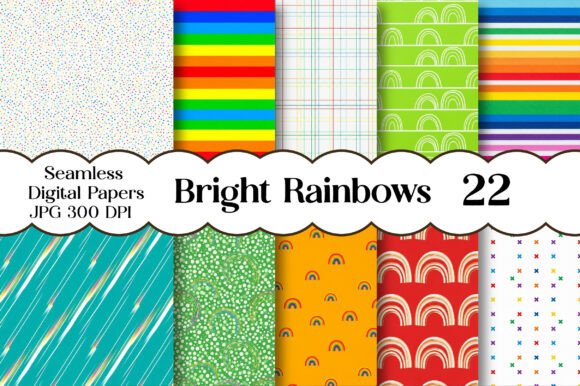 Download Bright Rainbows Digital Paper - Digital paper Collection
