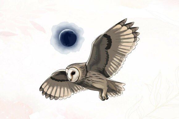 Download Barn Owl Flying Under Dark Full Moon - Full moon Collection