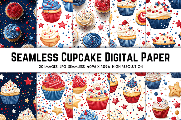 Download Seamless Cupcake Digital Paper - Cupcake Collection