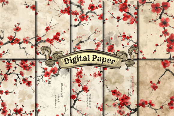 Download Cherry Blossoms Scrapbook Digital Paper - Digital paper Collection
