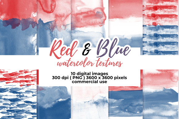 Download Red and Blue Watercolor Digital Papers - Digital paper Collection