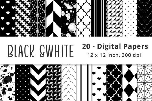 Download Black and White Pattern Digital Paper - Digital paper Collection