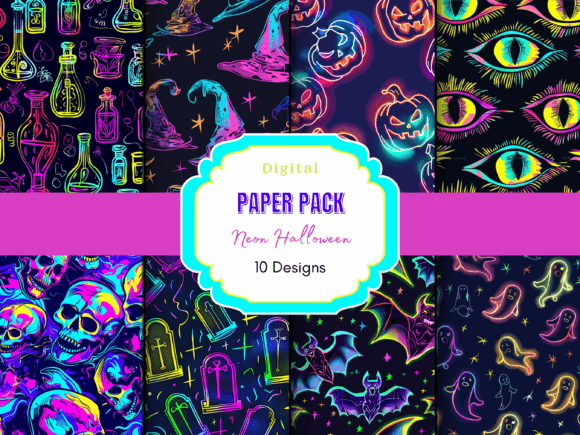 Download Neon Halloween Digital Paper - Digital paper Collection