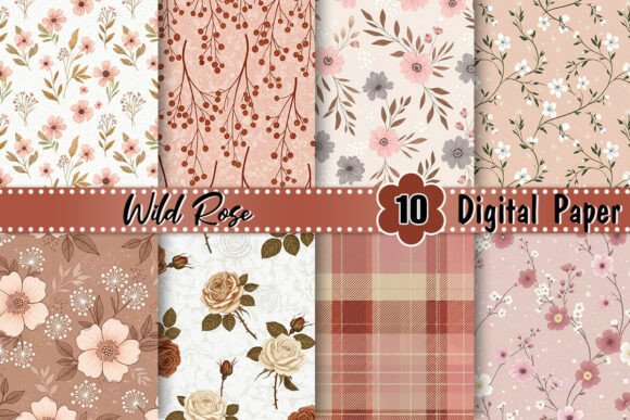 Download Wild Rose Coffee Digital Paper - Digital paper Collection