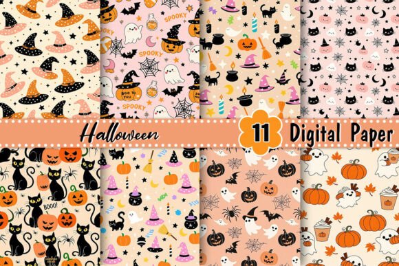 Download Hand Drawn Halloween Digital Paper - Digital paper Collection