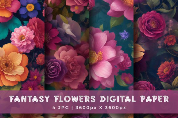 Download Fantasy Flowers Digital Paper Pattern - Digital paper Collection
