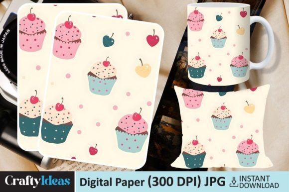 Download Watercolor Cupcake Digital Paper - Cupcake Collection