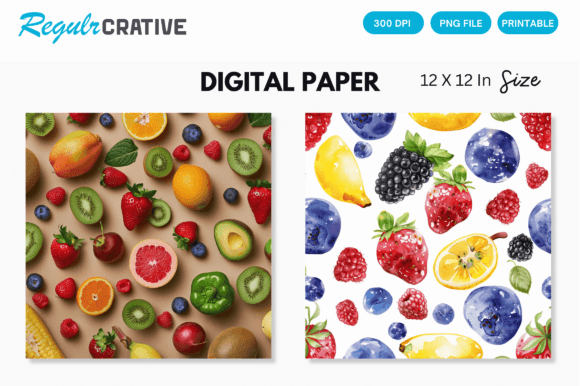 Download Fruit and Vegetable Digital Paper - Digital paper Collection