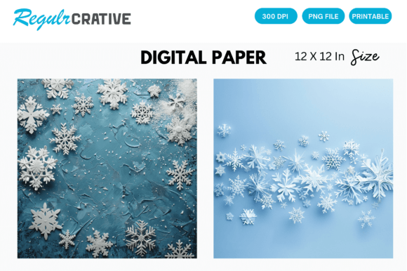 Download Snowflake Christmas Digital Paper Pack - Digital paper Collection