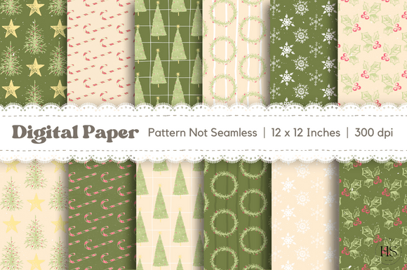 Download 12 Pastel Christmas Digital Paper Pack - Digital paper Collection