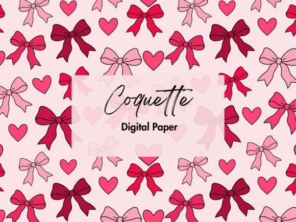 Download Cute Pink Bows Hearts Digital Paper - Digital paper Collection
