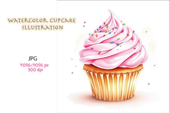 Download Watercolor Cupcake, Illustration - Cupcake Collection