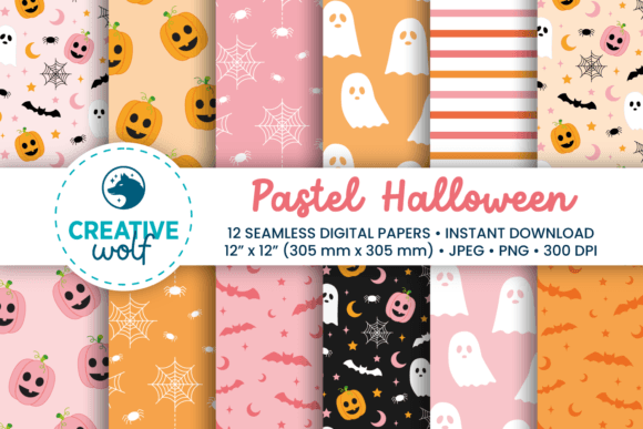 Download Pastel Halloween Digital Paper Pack - Digital paper Collection