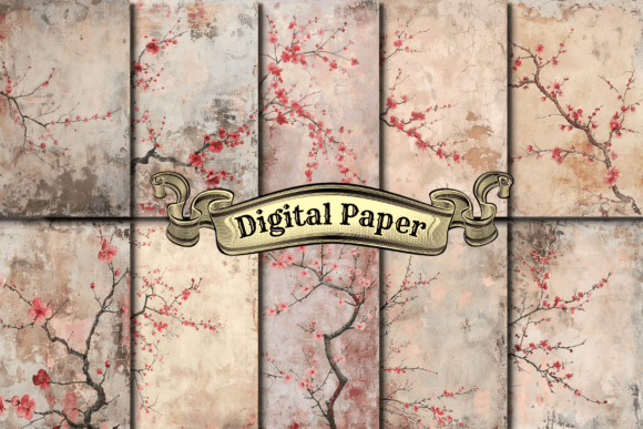 Download Cherry Blossom Scrapbook Digital Paper - Digital paper Collection