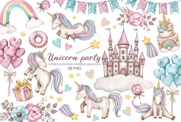 Download Watercolor Birthday Unicorn Clipart - Birthday Collection
