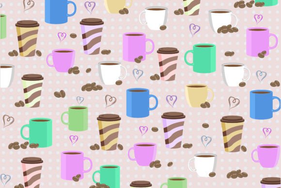 Download Coffee Cups with Coffee Pattern Vector - Coffee pattern Collection