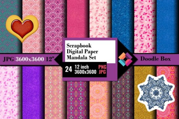 Download Scrapbook Digital Paper Mandala Set - Digital paper Collection
