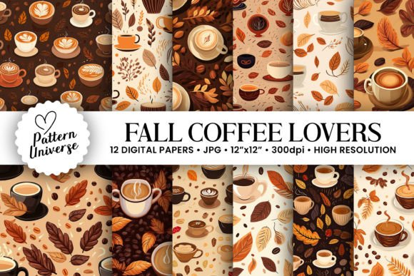 Download Fall Coffee Pattern Digital Papers - Coffee pattern Collection