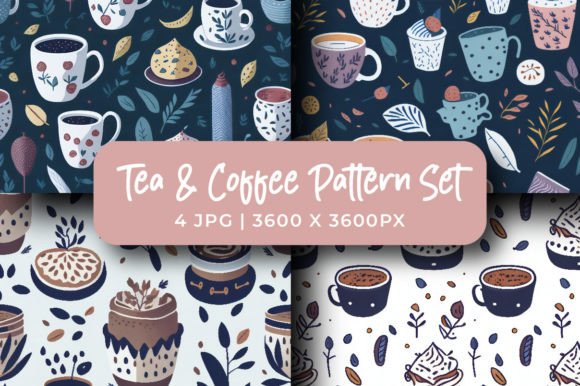 Download Tea &amp; Coffee Pattern Design Set - Coffee pattern Collection