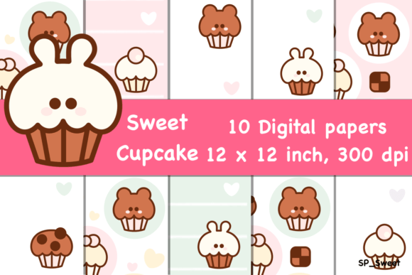 Download Sweet Cupcake Digital Paper Pack - Cupcake Collection