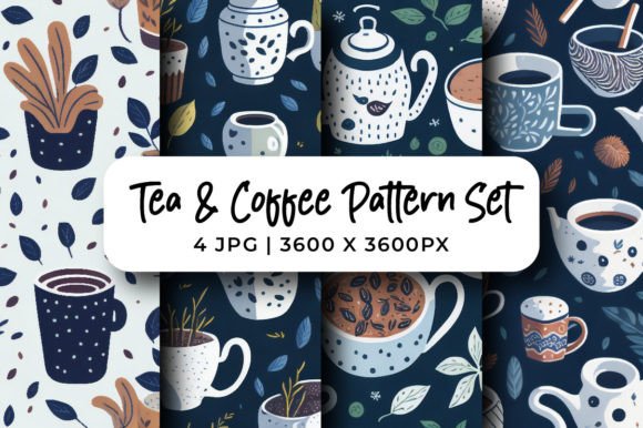Download Tea &amp; Coffee Pattern Design Set - Coffee pattern Collection