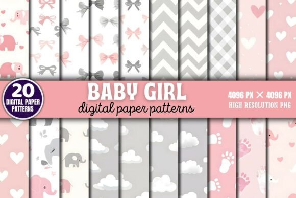 Download Baby Girl Patterns Pink Digital Paper Ba - Digital paper Collection
