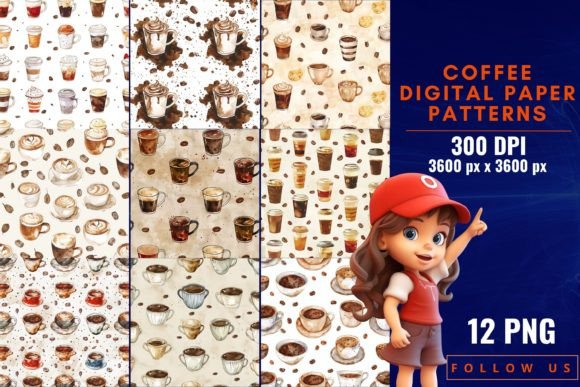 Download Coffee Digital Paper Patterns - Digital paper Collection