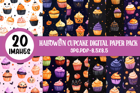 Download Halloween Cupcake Digital Paper Pack - Cupcake Collection