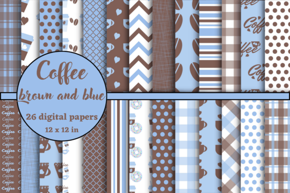 Download Coffee Brown and Blue Digital Papers - Digital paper Collection
