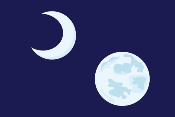 Download Full Moon and Half Moon Vector Flat Art - Full moon Collection