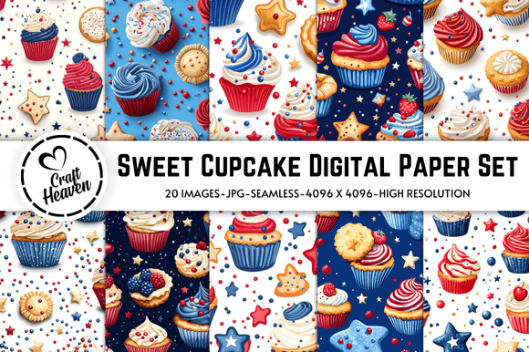 Download Sweet Cupcake Digital Paper Set - Cupcake Collection