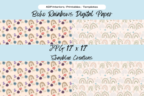 Download Boho Rainbows Digital Paper Background - Digital paper Collection
