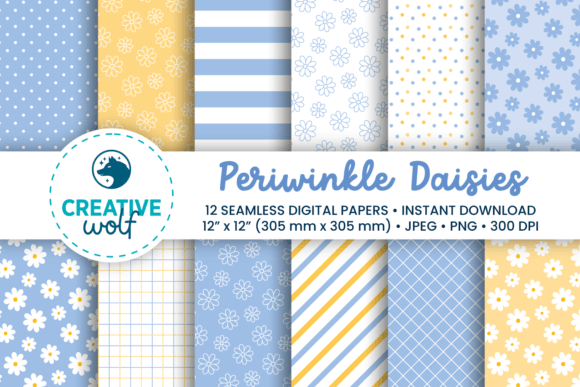 Download Periwinkle Daisies Digital Paper Set - Digital paper Collection