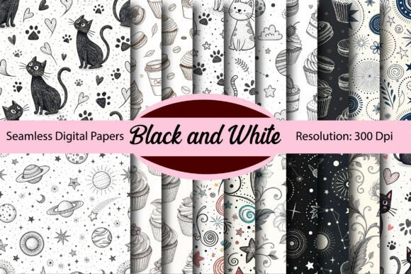 Download Black and White Seamless Digital Paper - Digital paper Collection