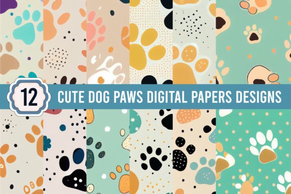 Download 12 Cute Dog Paws Digital Paper Designs - Digital paper Collection