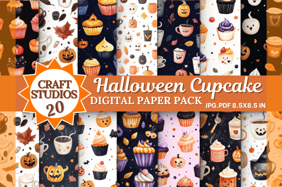 Download Halloween Cupcake Digital Paper Pack - Cupcake Collection