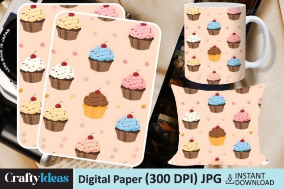 Download Watercolor Cupcake Digital Paper - Cupcake Collection