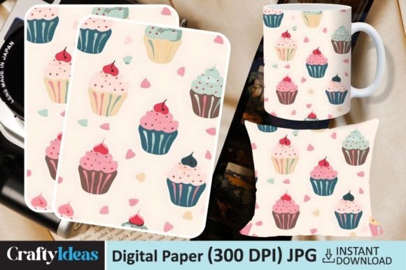 Download Watercolor Cupcake Digital Paper - Cupcake Collection