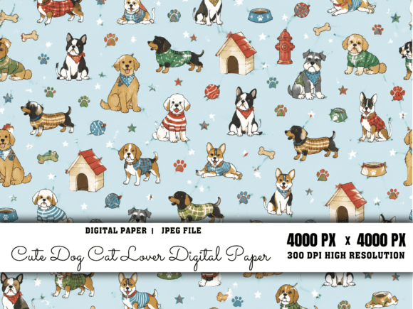Download Cute Cat Dog Animal Digital Paper Pastel - Digital paper Collection
