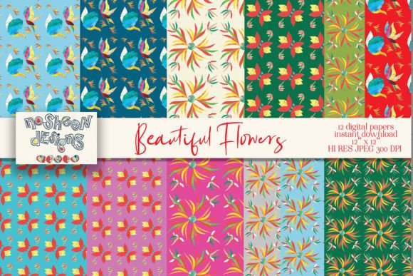 Download Flowers Scrapbook Digital Paper Pack - Digital paper Collection