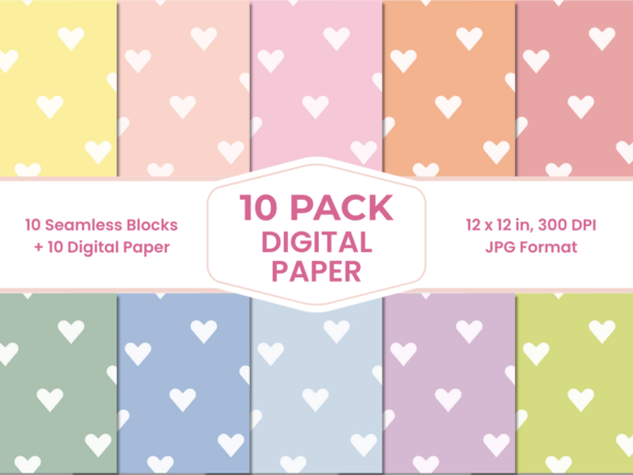 Download Pastel Hearts Digital Paper Bundle - Digital paper Collection