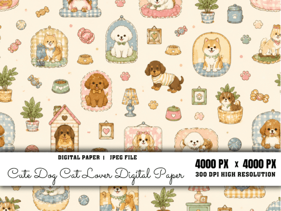 Download Cute Dog Cat Animal Digital Paper - Digital paper Collection