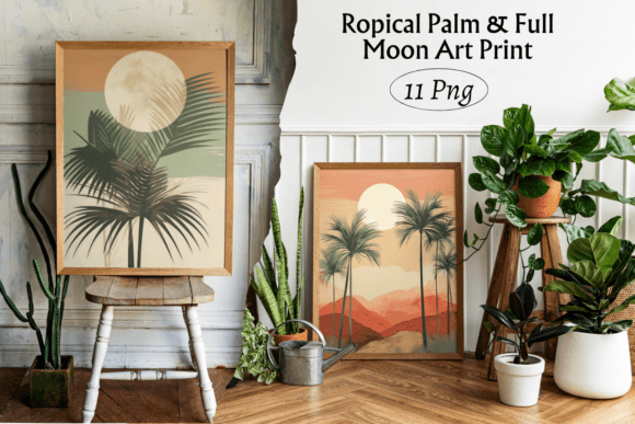 Download Ropical Palm &amp; Full Moon Art Print - Full moon Collection