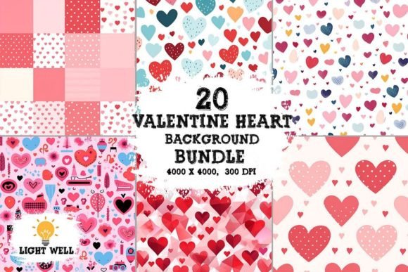 Download Valentine Heart Background Digital Paper Bundle - Digital paper Collection
