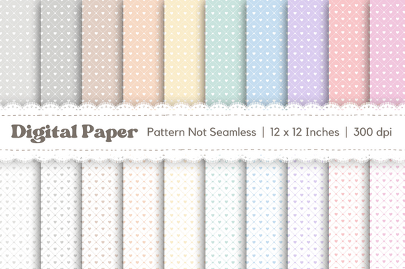 Download 20 Pastel Hearts Digital Paper Pack - Digital paper Collection