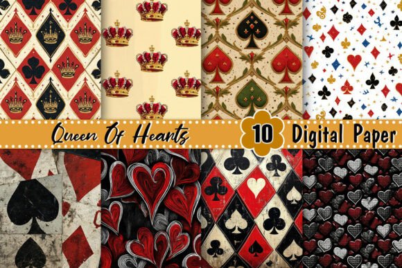Download Queen of Hearts Digital Paper - Digital paper Collection