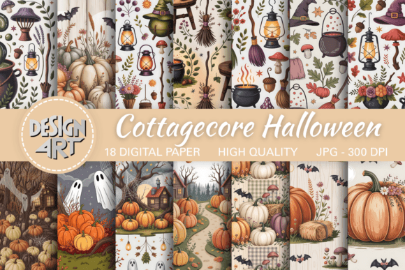 Download Cottagecore Halloween Digital Paper - Digital paper Collection