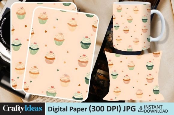 Download Watercolor Cupcake Digital Paper - Cupcake Collection