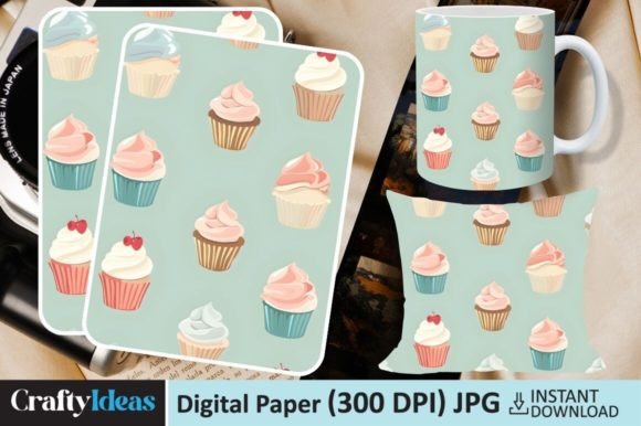 Download Watercolor Cupcake Digital Paper - Cupcake Collection